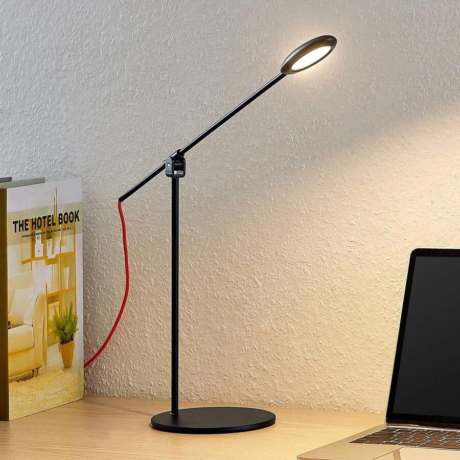 PRIOS LED bureaulamp- met touchdimmer CCT 1licht ABS polycarbonaat aluminium H: 42 cm zwart Inclusief lichtbron