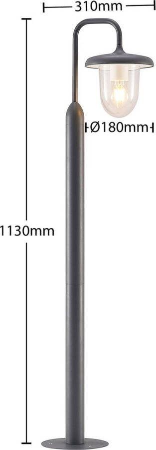 PRIOS Tuinpad verlichting 1licht drukgegoten aluminium kunststof H: 113 cm E27 donkergrijs helder