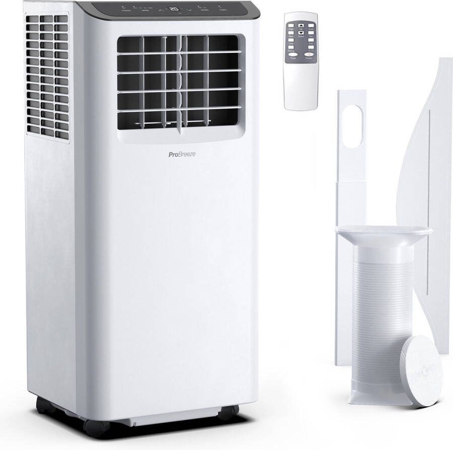 Pro Breeze Mobiele Airco – 9000 BTU – 4-in-1 Luchtkoeling Ontvochtiging Ventilatie en Slaapmodus – Airco voor Slaapkamer Woonkamer Kantoor Gym – Smart Home WiFi 24-uurs Timer & Incl Raamafdichtingkit – Energieklasse A – Wit