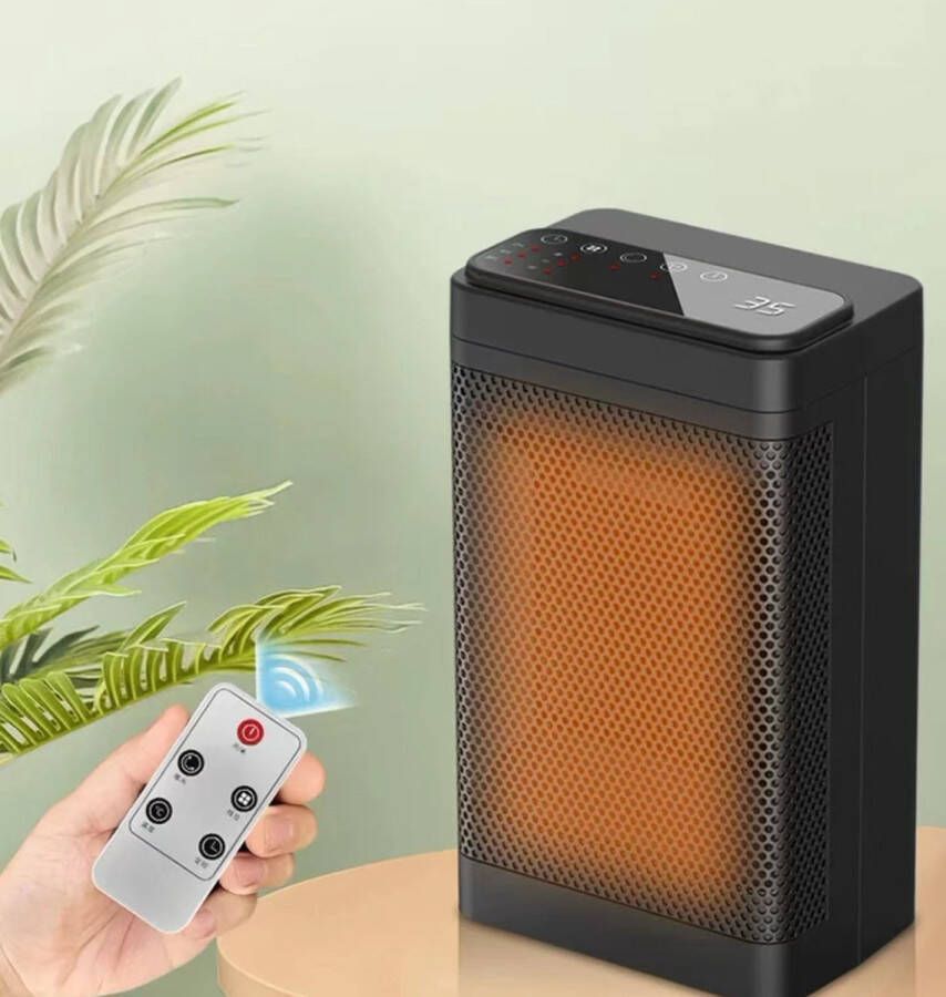 Pro-Care 1500W Mini PTC Space Keramische Heater kachel Afstandsbediening Ideaal voor Ruimtes tot 35m2 Roterend 5 Warmte Instellingen 3 Standen Heat Control Ideaal voor Thuis Slaapkamer Kantoor of Garage Zwart