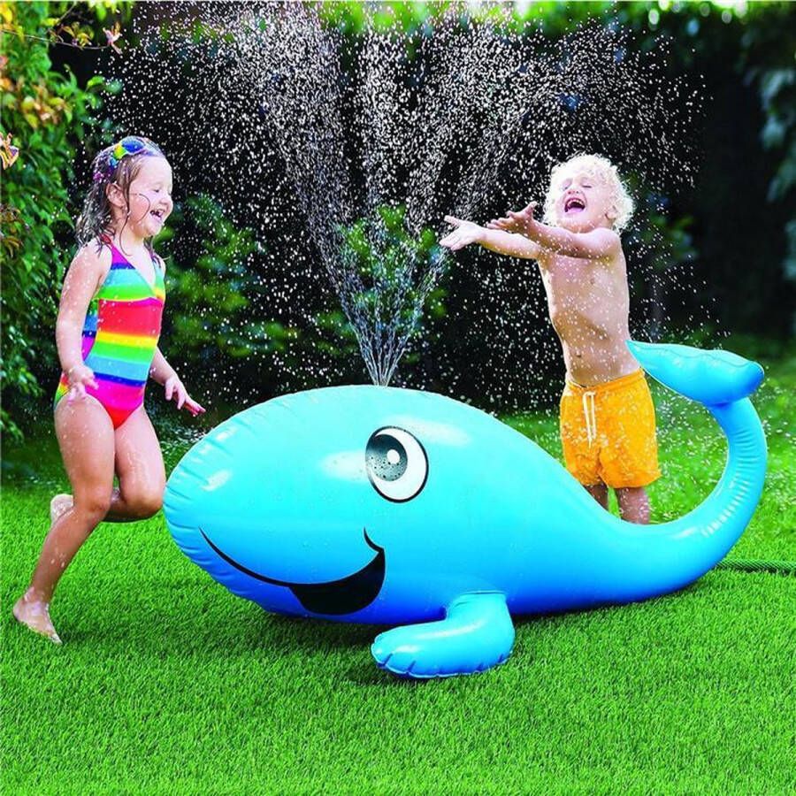 Pro-Care Grote Opblaasbare 95cm WaterBal Dolfijn 1 Spray Aansluitbar op Tuinslang Outdoor Strandbal Dolfijn Buitenspeelgoed Licht Blauw