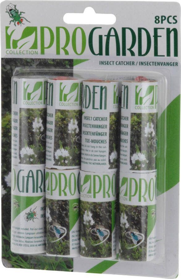Pro Garden 16x Insecten vliegen vang plakstrips in koker Ongediertebestrijding Milieuvriendelijk Insect werende middelen Vliegen insecten vallen Plakstrips tegen insecten