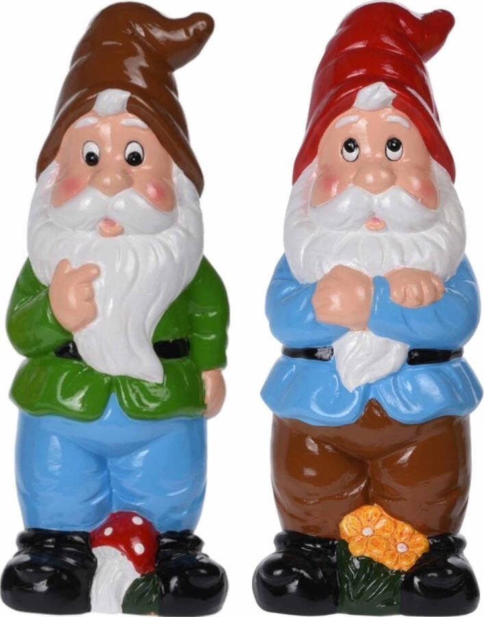 Pro Garden 2x stuks tuinkabouters keramiek 30 cm Met rode en bruine muts