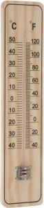 Pro Garden Binnen buiten thermometer hout 22 5 x 5 cm Temperatuurmeters