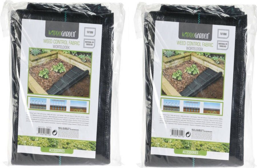 Pro Garden Gronddoek worteldoek 2x anti onkruid tuin 100 x 1000 cm zwart moestuin artikelen