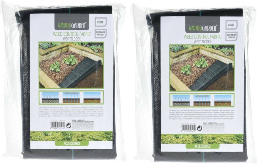 Pro Garden Gronddoek worteldoek 2x anti onkruid tuin 200 x 500 cm zwart moestuin artikelen