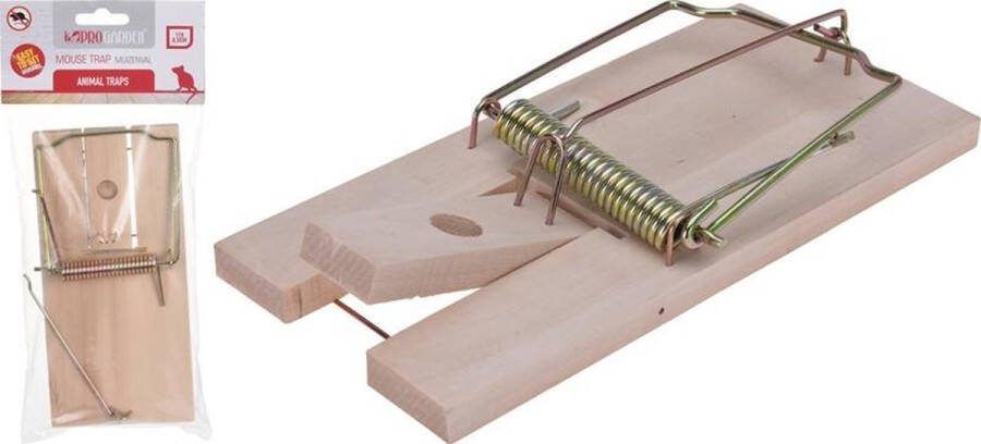 Pro Garden houten muizenval rattenval klapval 2 stuks ongediertebestrijding