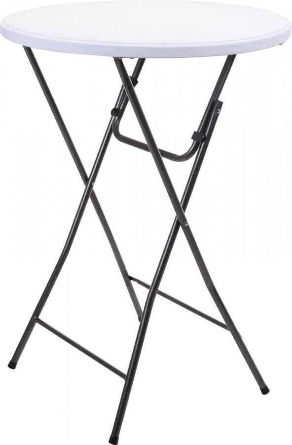 Pro Garden Inklapbare Robuuste Statafel Stalen frame Ø80x110cm Wit Grijs