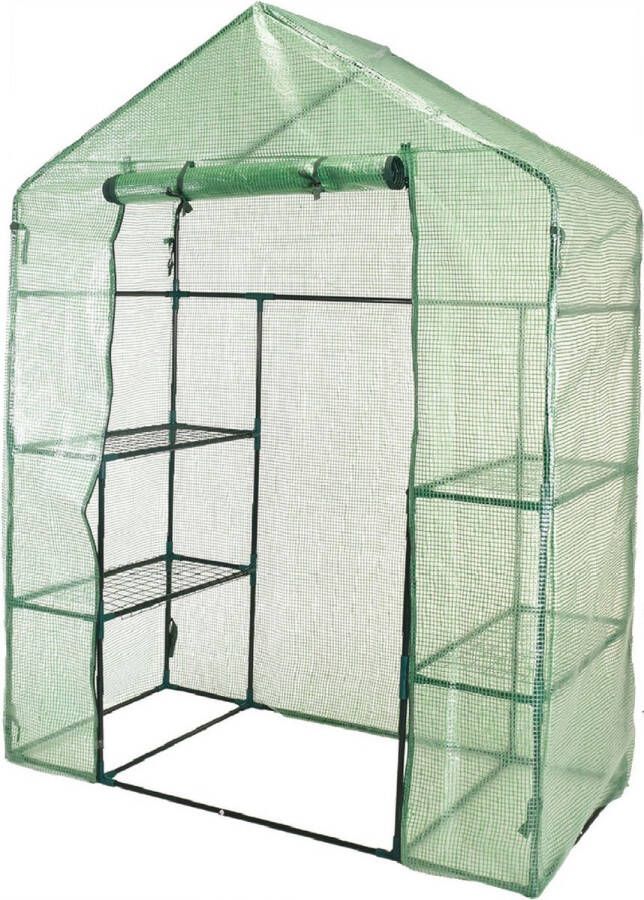 Pro Garden Kweekkas broeikas met 4 planken 73 x 143 x 195 cm Mesh kas met metalen frame Moestuin artikelen Groenten fruit planten bloemen en kruiden kas