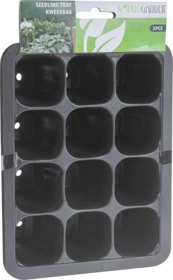 Pro Garden kweekpotten 12-vaks 18 5 x 14 x 6 cm zwart