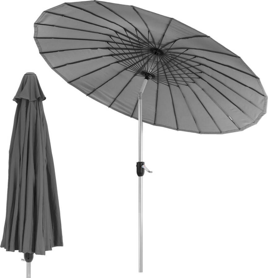 ML-Design Zonnescherm Shanghai Beach Antraciet Ø270 Cm Rond Aluminium polyester