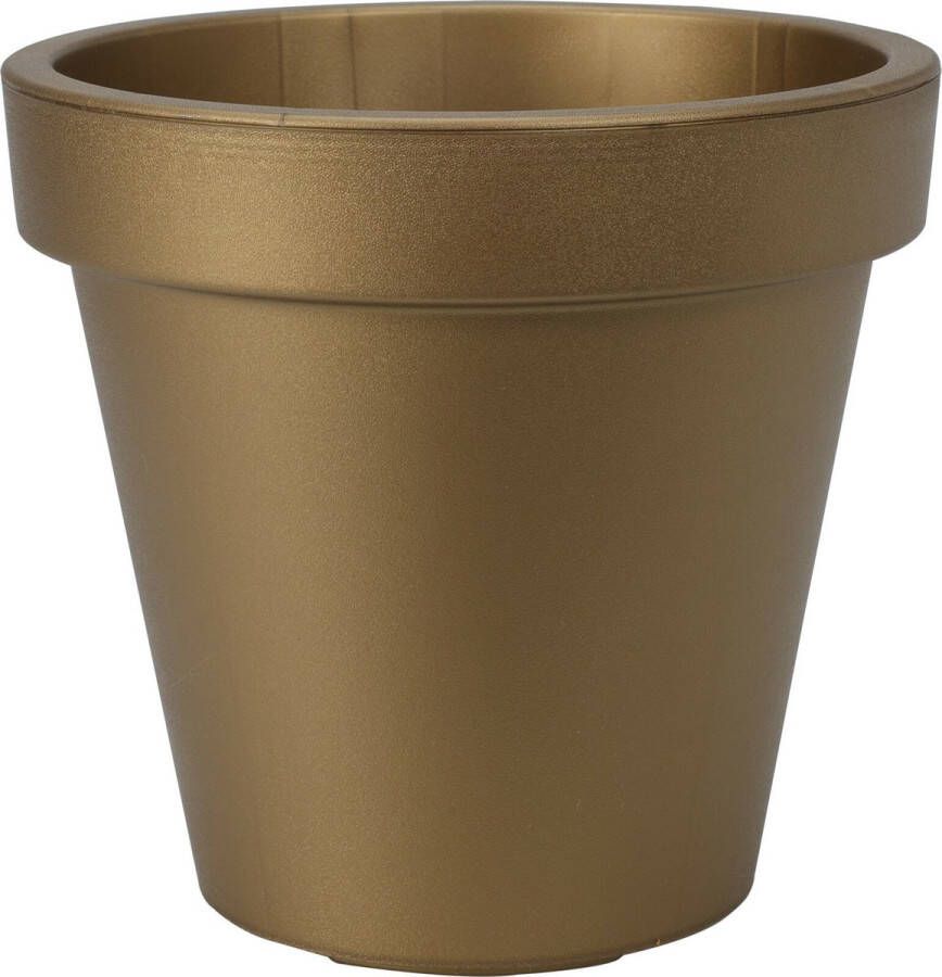 Pro Garden Plantenpot bloempot Botanic Gold Tuin buiten kunststof mat goud- Dia 20 cm rond