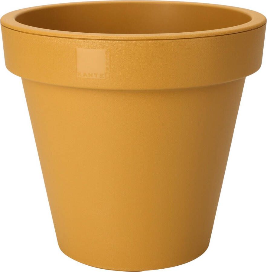 Pro Garden Plantenpot bloempot Botanic Tuin buiten kunststof okergeel Dia 25 cm rond