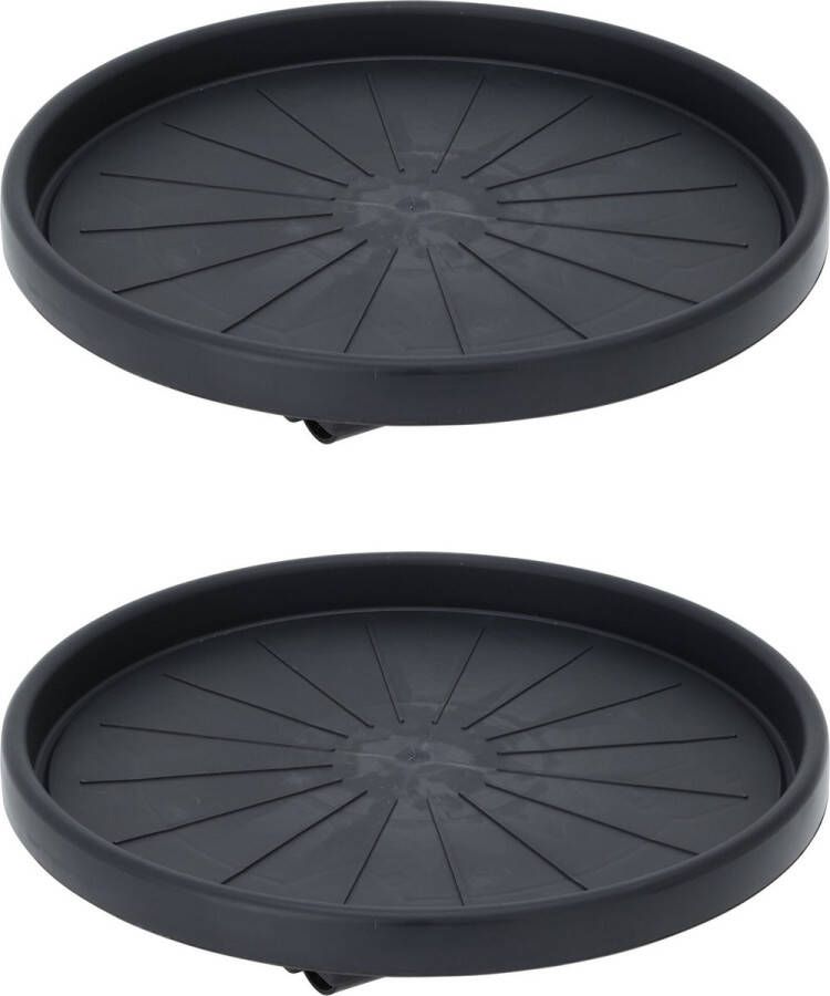 Pro Garden Plantentrolley 2x kunststof donkergrijs rond D35 cm 50 kilo
