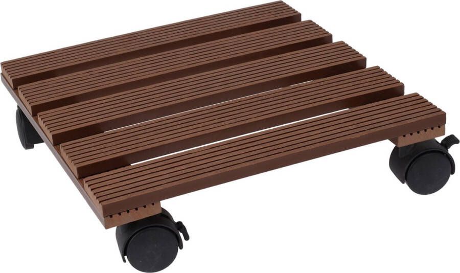 Pro Garden Plantentrolley hout bruin vierkant 29 x 29 cm 100 kilo