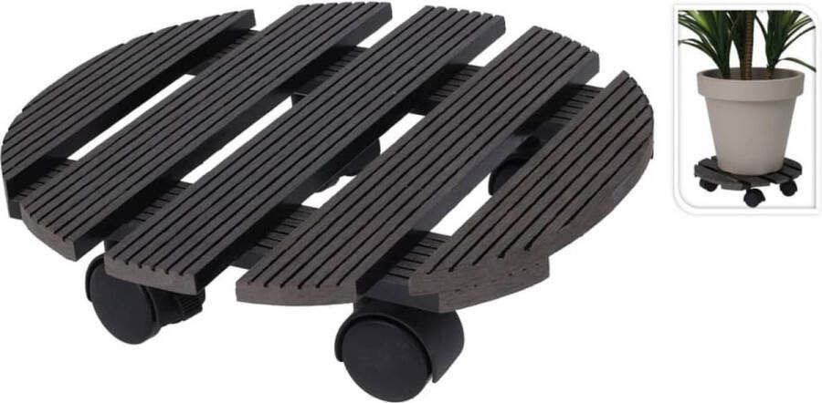 Pro Garden Plantentrolley hout donkergrijs rond D29 cm 100 kilo