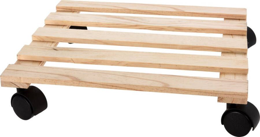 Pro Garden Plantentrolley hout naturel vierkant 28 x 28 cm 50 kilo
