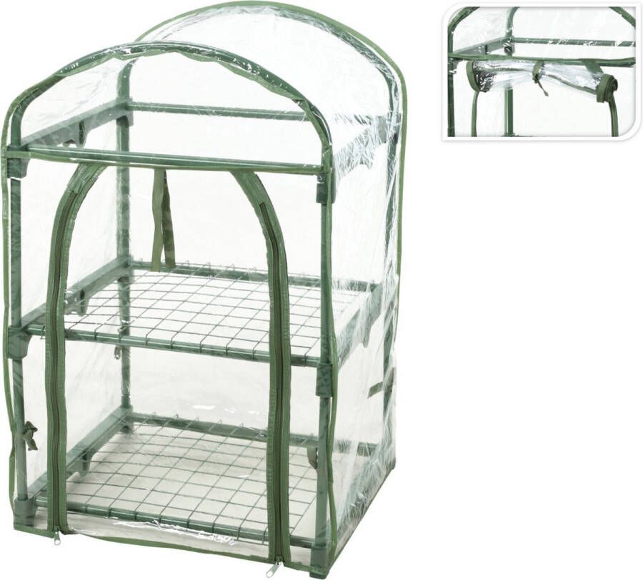 Pro Garden Progarden Kweekkas 2 verdiepingen 50 x 45 x 84 cm broeikas met stalen plantenetage PVC