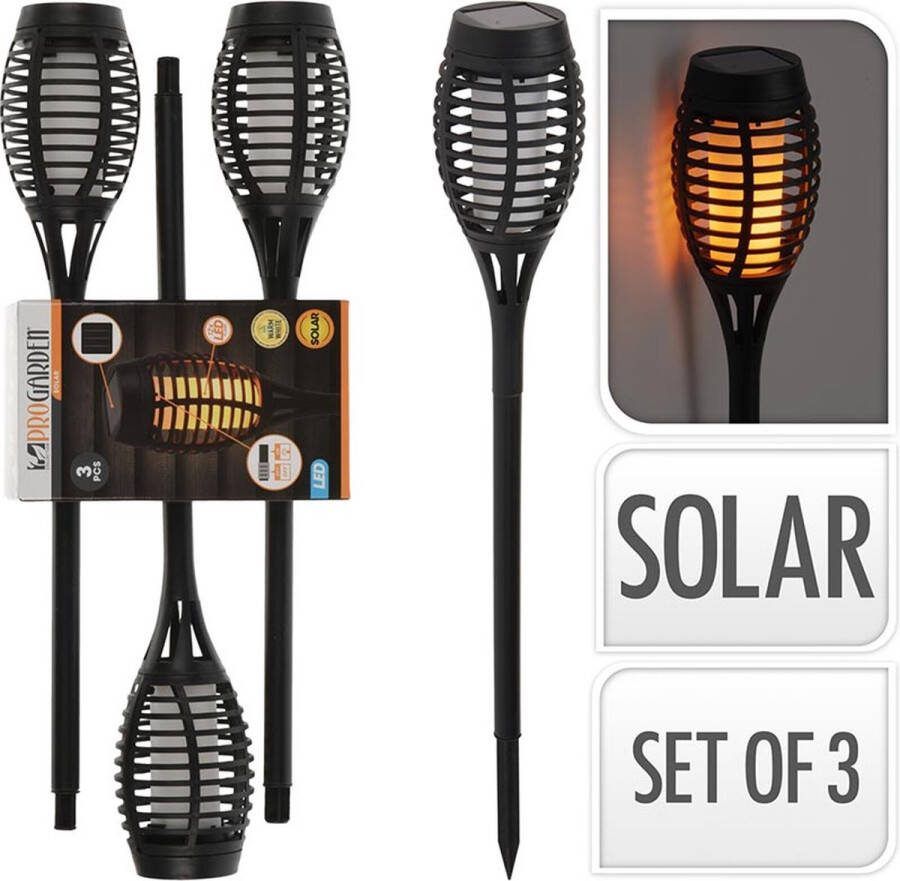 Pro Garden ProGarden-Solar Tuinfakkels Vlamlicht 40 cm 3 stuks-Zonne-energie