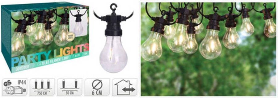 Valetti Homestyle Verlichtingsnoer 10led Lampen 7.5m Tuinverlichting ø 6 cm Warm Wit Buiten