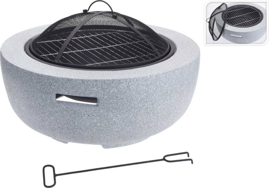 Pro Garden ProGarden Vuurschaal met barbecuerooster rond 60x25 cm lichtgrijs