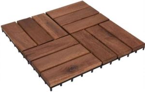 Pro Garden Terrastegels acaciahout mozaïk set 9 stuks 30x30cm tuintegels
