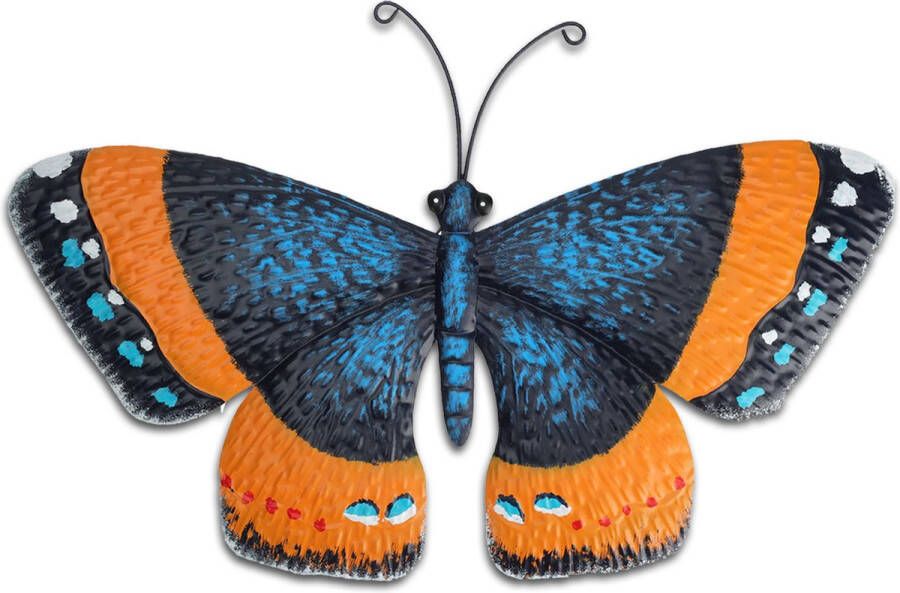 Pro Garden tuin wanddecoratie vlinder metaal oranje 31 x 23 cm muurvlinders