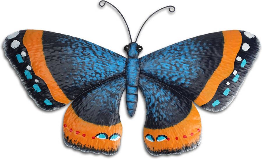 Pro Garden tuin wanddecoratie vlinder metaal oranje 44 x 28 cm muurvlinders