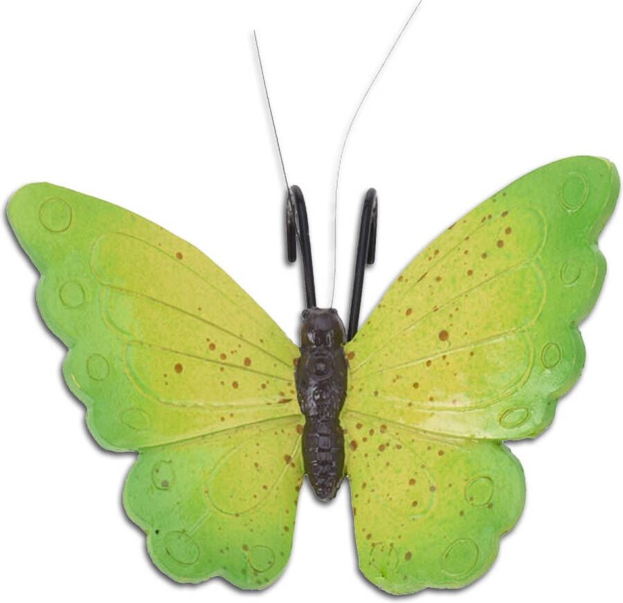 Pro Garden tuindecoratie bloempothanger vlinder kunststeen groen 13 x 10 cm