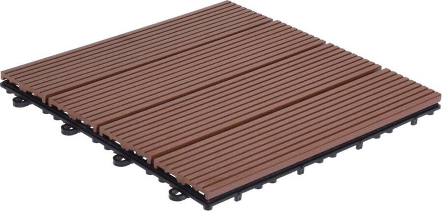 Pro Garden Tuintegel terrastegels 6x stuks bruin kunststof 30 x 30 cm vlonder vloertegels klikbaar