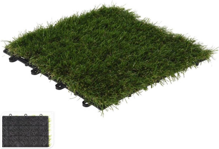 Pro Garden Tuintegel terrastegels 6x stuks groen kunstgras 30 x 30 cm vlonder vloertegels klikbaar