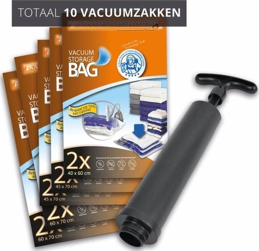 Pro Vacuumzakkenspecialist Travel vacuumzakken voor op reis pakket 10 vacuumzakken met pomp ideaal voor op reis pompje voor vacuumzakken met pomp vacuumzak met pomp voor op reis hersluitbare reis vacuumzakken met pomp