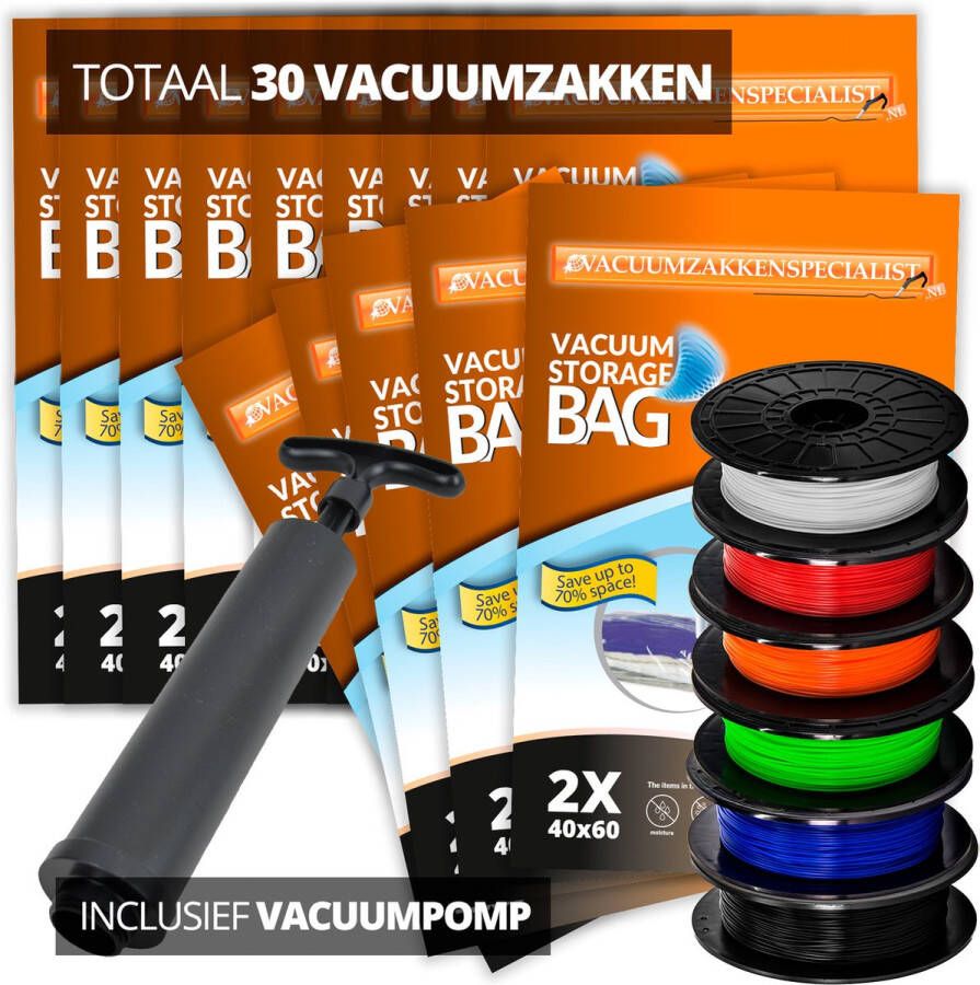 Pro Vacuumzakkenspecialist Pro XL Pakket Vacuumzakken voor Filament [Set 30 Zakken+Pomp]