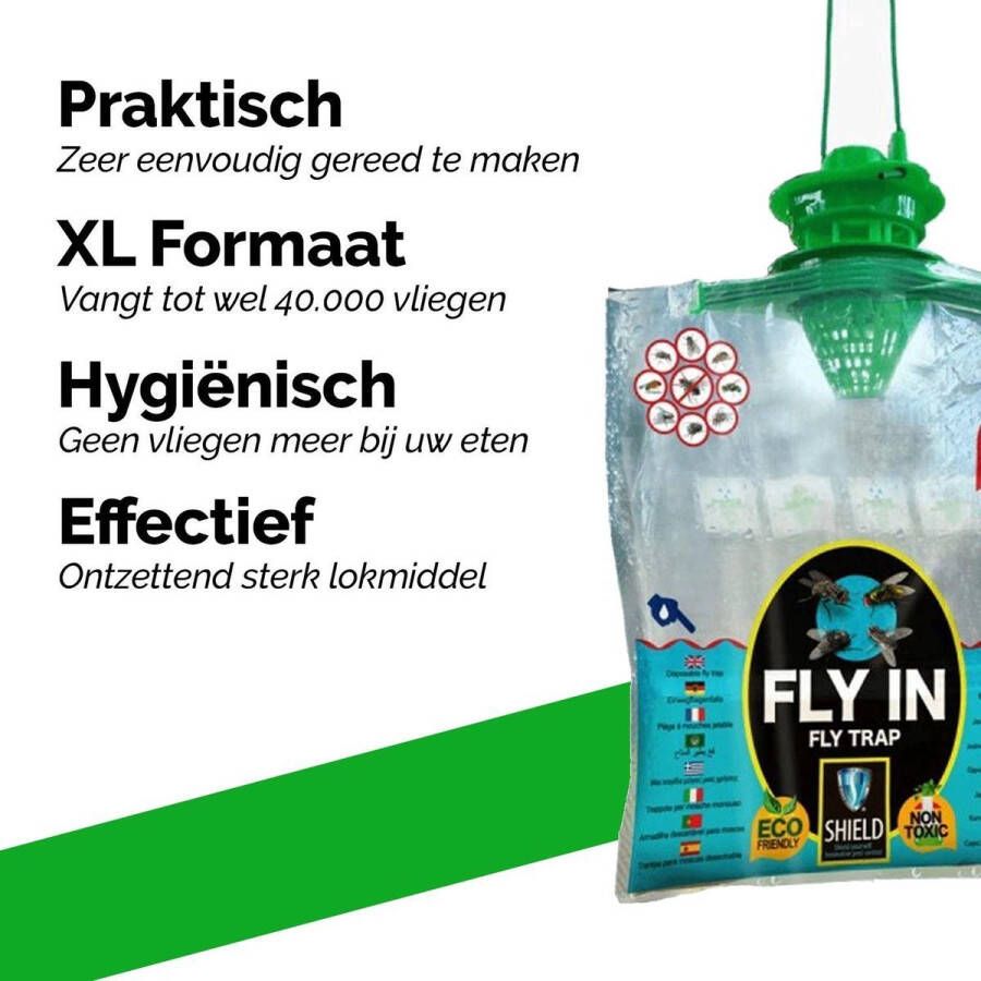 Probilife 2 x LS Vliegenval XL met lokmiddel Vangt 40.000 vliegen Vliegenzak Vliegenvanger Ecologisch en gifvrij nu met gratis 500ml handzeep