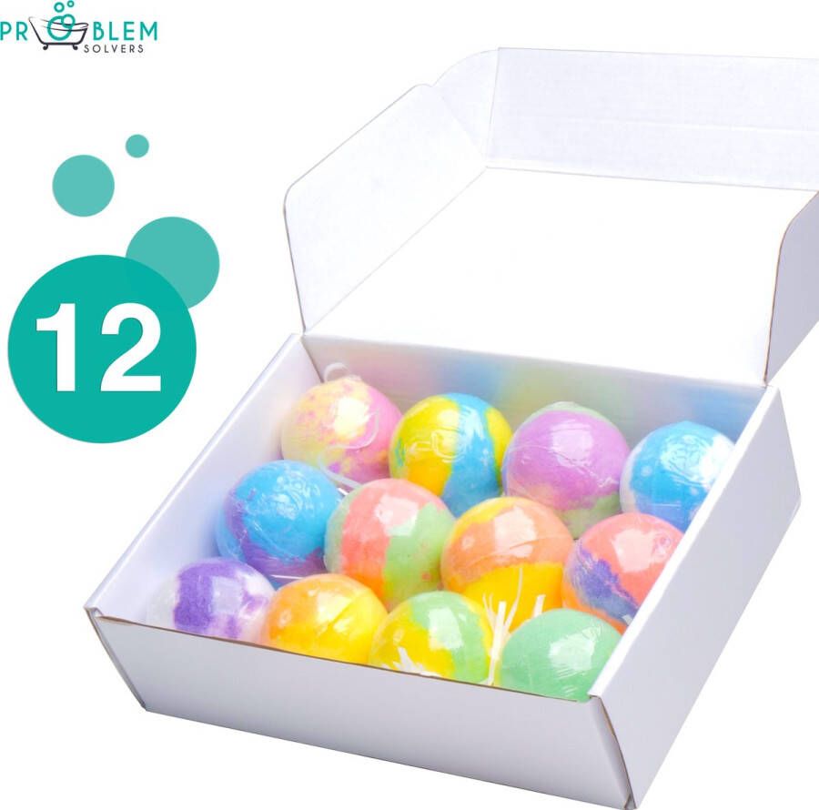 ProblemSolvers Natuurlijke Bruisballen (12 stuks) Bruisballen voor Bad Badproduct -12 Unieke Aroma's en Kleuren Eco Friendly