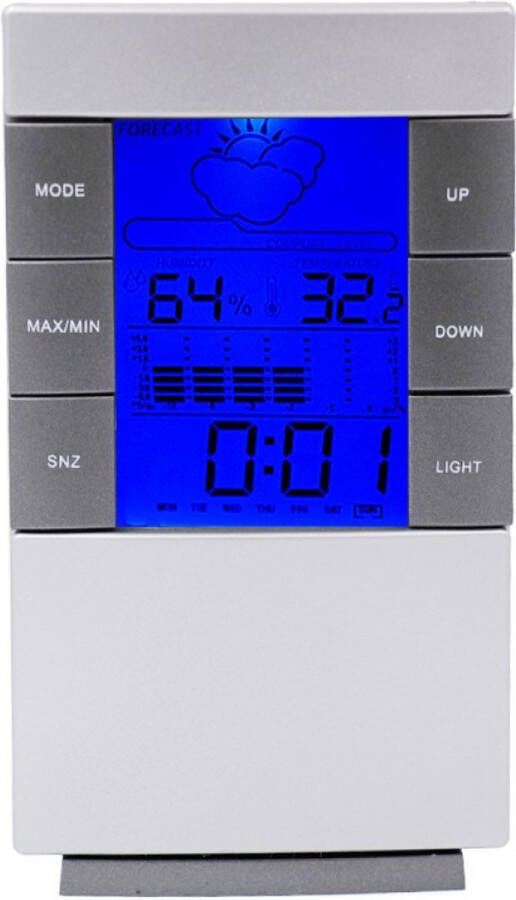 ProCar Kunststof weerstation met klokfunctie Hygrometer 14cm grijs