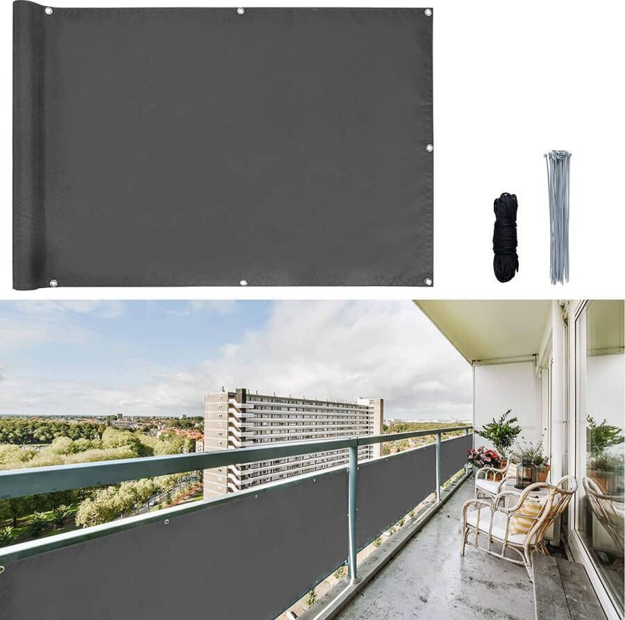 ::Pro:.CClife Balkonscherm Privacy Wind- en UV-bescherming Weerbestendig 160g m2 met Ogen Balkonscherm Opaak 75 x 300 cm (3 Maten & 2 Kleuren) voor Balkon Balustrades Patio Tuin X01NSK385