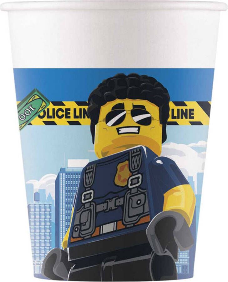 Procos Feestbekers Lego City 200 Ml Papier Blauw geel 8 Stuks