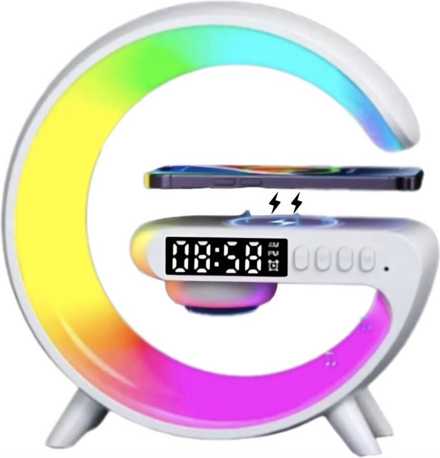 Proda Wake-up light Wekkerradio Multicolor Lamp Draadloos opladen Bluetooth Muziek speaker