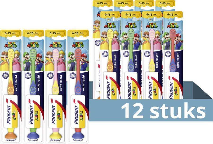 Prodent Junior 6-13 jaar Tandenborstel Super Mario voor effectieve en zachte reiniging van kindertanden 12 stuks