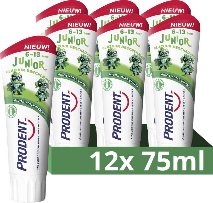 Prodent Junior 6+ Tandpasta Glazuur Beschermer tandverzorging met fluoride remineralisatie-technologie 12 x 75 ml