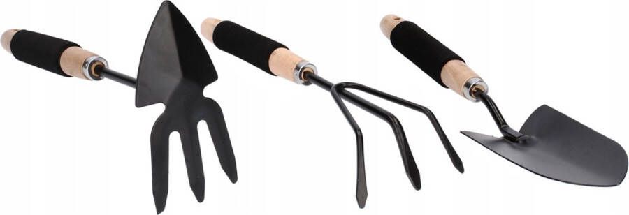 PRODUKT Een set metalen tuingereedschap: schop vork schoffel