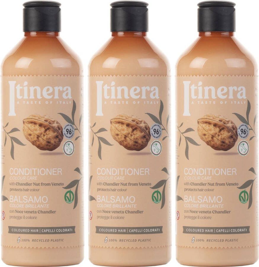 PRODUKT ITINERA Conditioner voor gekleurd haar met Veneto walnoot 96% natuurlijke ingrediënten 370 ml x3