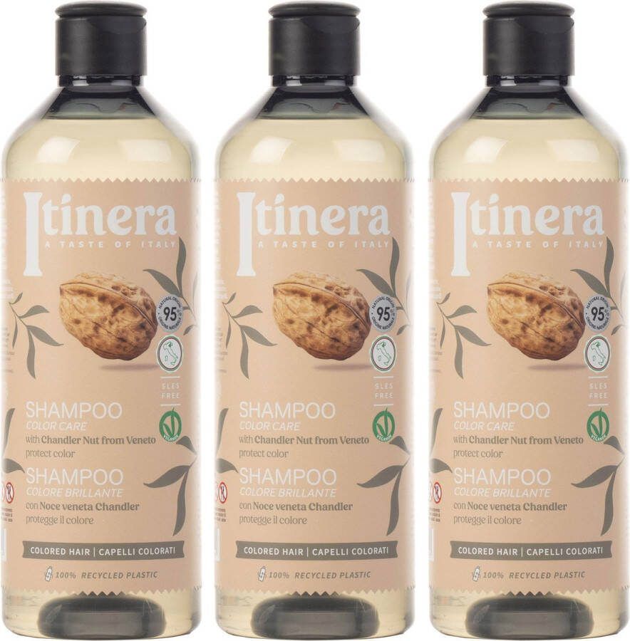 PRODUKT ITINERA Shampoo voor gekleurd haar met chandler-noten uit Veneto 95% natuurlijke ingrediënten 370 ml x3