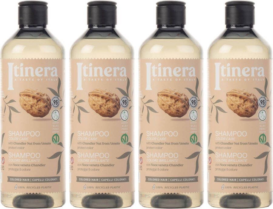 PRODUKT ITINERA Shampoo voor gekleurd haar met chandler-noten uit Veneto 95% natuurlijke ingrediënten 370 ml x4