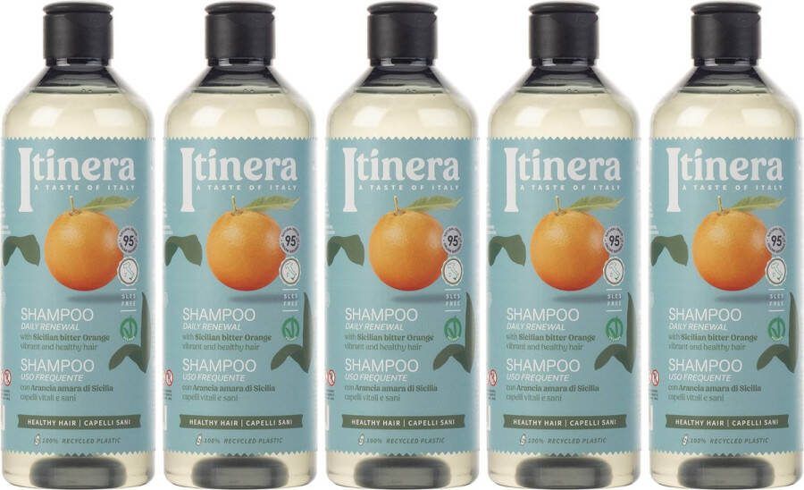 PRODUKT ITINERA Shampoo voor haarvernieuwing met Siciliaanse bittere sinaasappel 95% natuurlijke ingrediënten 370 ml x5