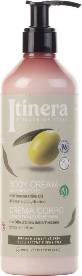 PRODUKT ITINERA Vochtinbrengende bodylotion voor de droge en gevoelige huid met Toscaanse olijfolie 96% natuurlijke ingrediënten 370 ml