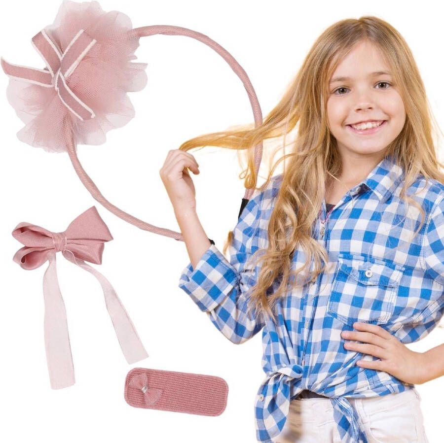 PRODUKT Roze Haaraccessoires Set Haarband + 2x Haarspeldjes van Nella
