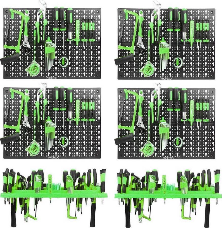 Profeco 4x gereedschapswand 50x33 Gereedschapsbord incl. 2x Gereedschapshouder en 48x Gereedschapshaken