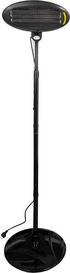 Profiline Terrasverwarmer 210 cm – Staand – Elektrisch 650-2000W Warmtestraler met statief – Heater – Veelzijdig Veilig – met thermostaatregeling – Zwart